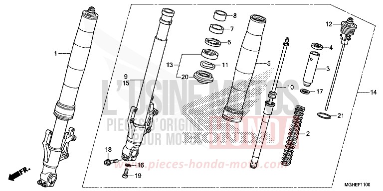 FOURCHETTE AVANT de VFR1200X "Crosstourer" DCT MAT TITANIUM BLADE METALLIC (YR327) 2014